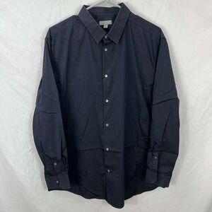 COS Button-Down Shirt Navy black Cotton Soft Size 17 Large Long‎ Sleeve EUC